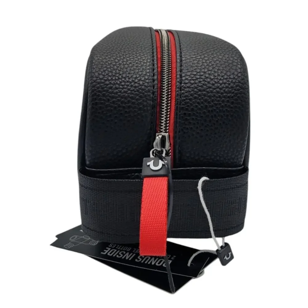 True Religion Red Titon Dopp Kit Men's Black Toiletry Bag Travel NWT World Tour